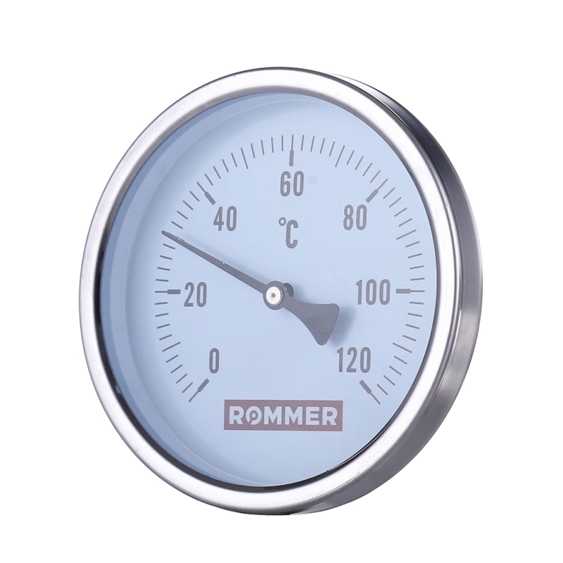 Термометр биметаллический с погружной гильзой. Корпус Dn 63 мм, гильза 50 мм 1/2" арт.:RIM-0001-635015 ROMMER